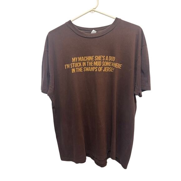 Bruce Springsteen T-Shirt Tee Rosalita 1972 Brown Yellow Lyric Men's size XL - Picture 1 of 7